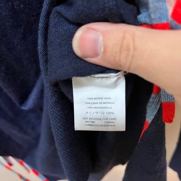 J.Crew Womens XS Merino Wool Navy Sweater With Red & Blue Side Ties - Picture 4 of 6
